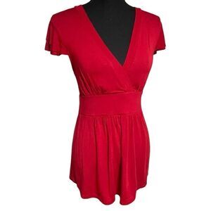 Merona Deep Crimson Red Double Flutter Cap Sleeve Top